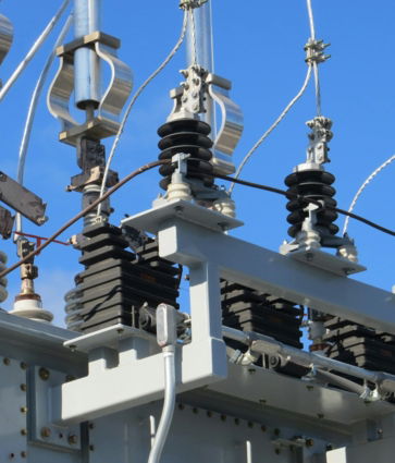 gray transmission tower